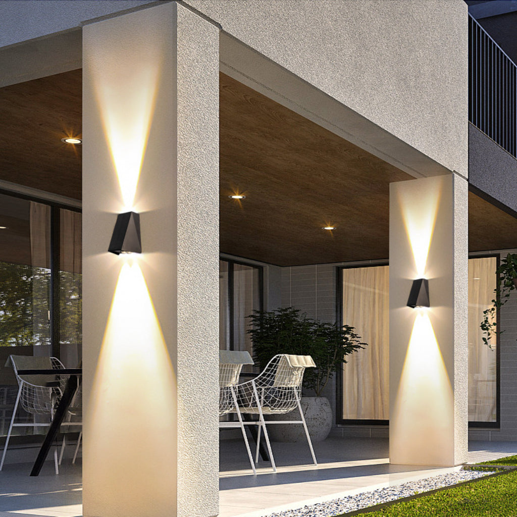 Solar IP65 Waterproof LED Outdoor Wall Light – Industrial Two-Way Warm Wall Sconce for Garden, Patio, Courtyard, Villa, Balcony & Exterior Walls