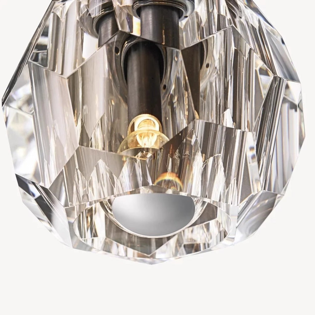 American Vintage Crystal Wall Sconce – Copper LED Wall Light with Crystal Shade, 110V