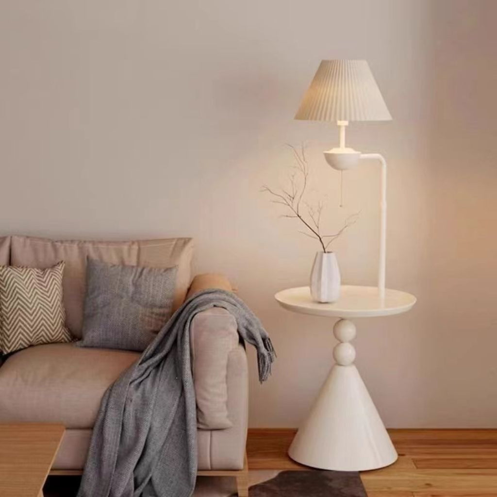 Modern Smart LED Floor Lamp with Side Shelf, Dimmable Standing Lamp, 110V US Plug, Touch Control & Remote