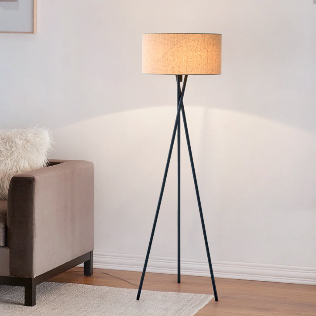 Modern Triangle Floor Lamp with Fabric Shade, 12W Dimmable LED Standing Lamp, 110V US Plug, Minimalist Living Room & Bedroom Floor Light