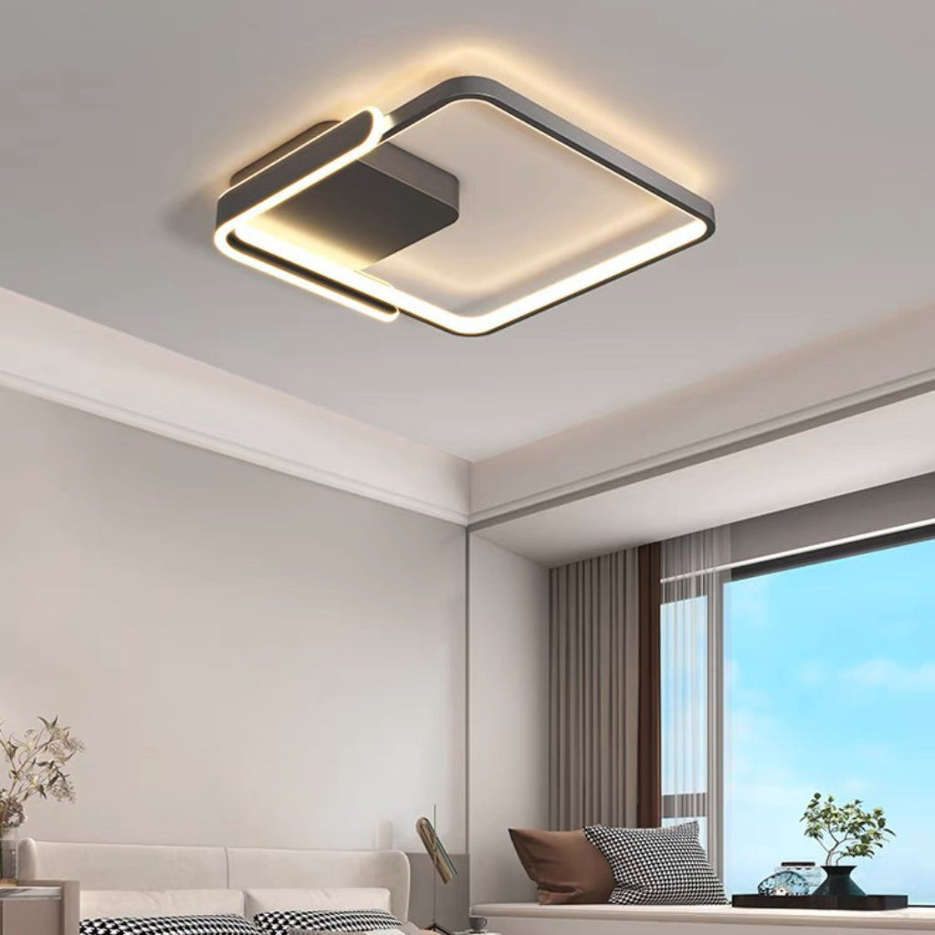 Modern 56W LED Ceiling Light – 19.69 in Round & Square Dimmable Fixture in Black or White Velumoza