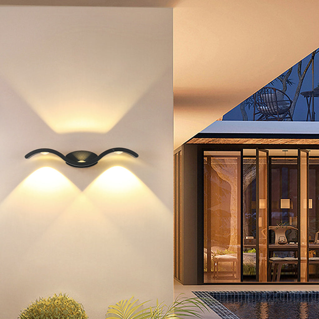 Modern Seagull 9W LED Outdoor Wall Sconce – Waterproof Aluminum Up & Down Wall Light, 3000K Warm White, 110V Velumoza