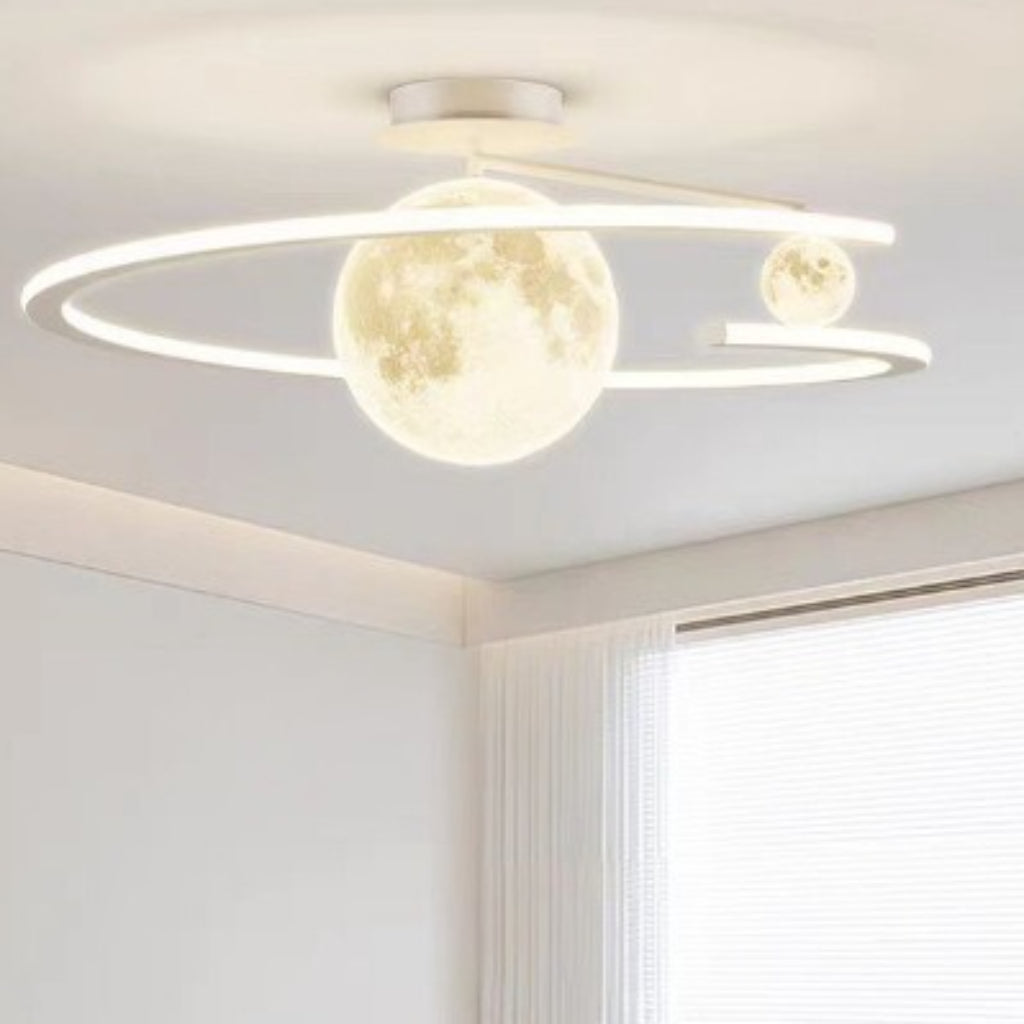 Nordic Moon LED Chandelier – Modern Cream Style 23.62-Inch & 31.50-Inch Pendant Ceiling Light for Bedroom, Dining Room & Living Room