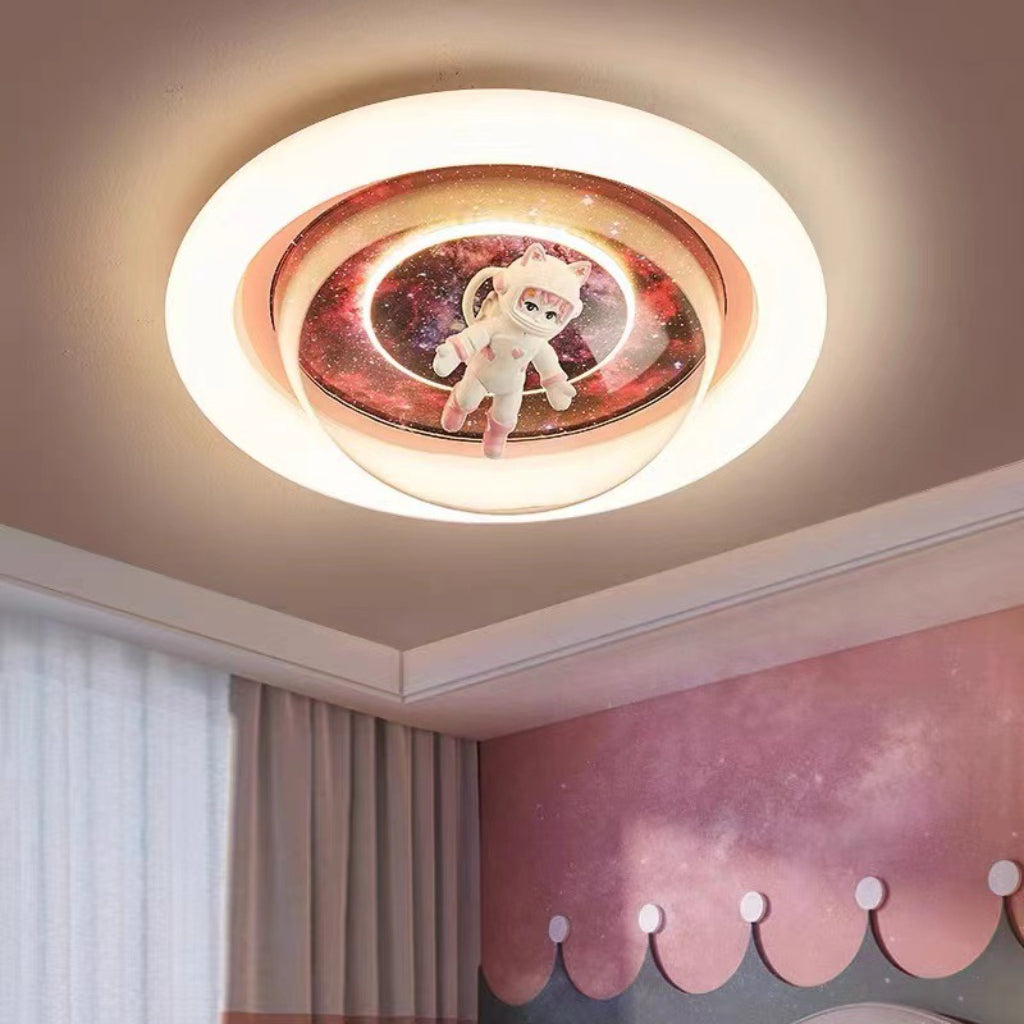 Modern 19.69-Inch 72W Cartoon Planet Astronaut LED Ceiling Light – Creative Space Theme Flush Mount Fixture for Kids’ Bedroom, Boys & Girls Room Velumoza