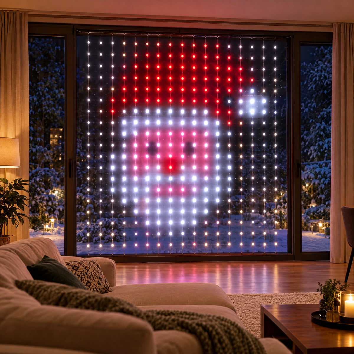LED Christmas Lights Curtain - 94.49 x 94.49 in, 256 LEDs