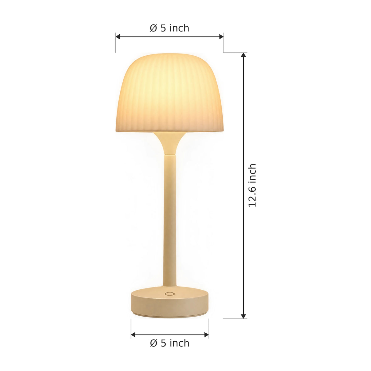 Water Ripple Cordless Table Lamp, Rechargeable with Touch or Remote - Dimensions