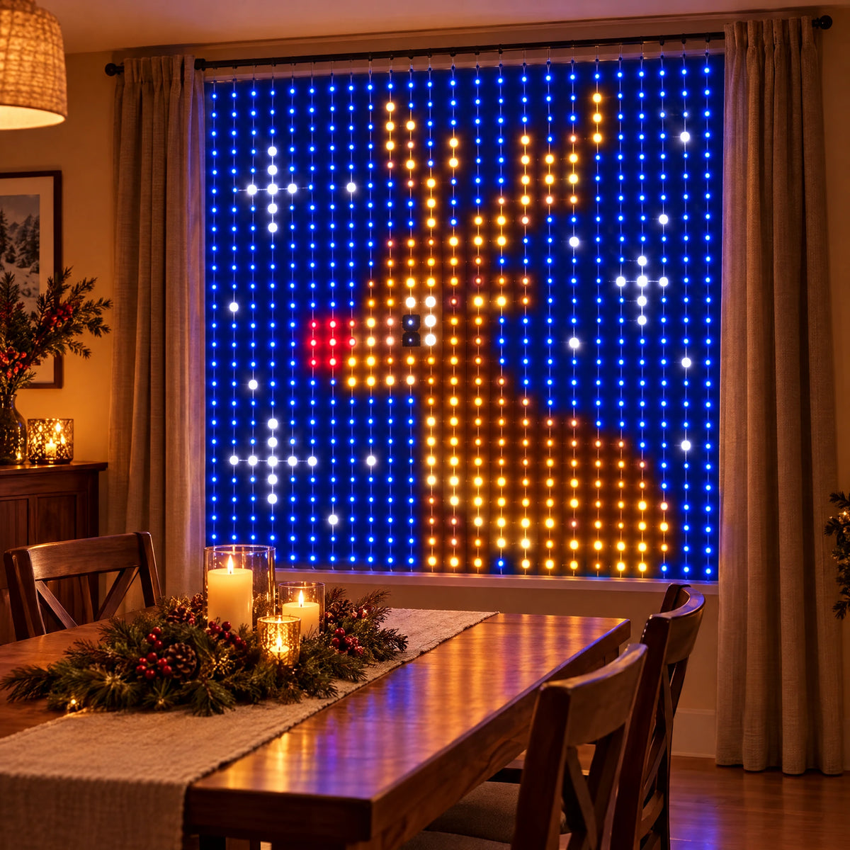 LED Christmas Lights Curtain - 78.74 x 78.74 in, 400 LEDs