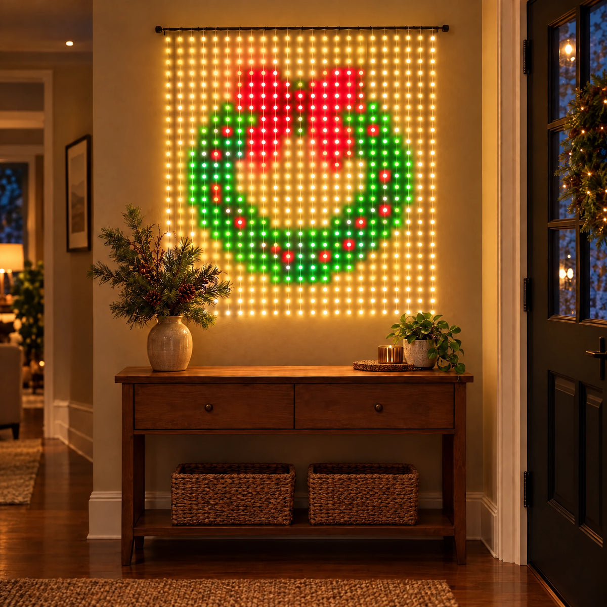 LED Christmas Lights Curtain - 39.37 x 39.37 in, 400 LEDs