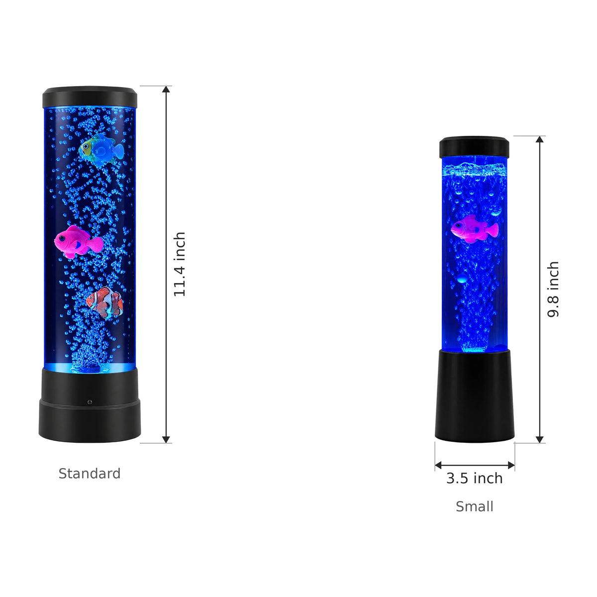 Bubble Fish Night Light with Color-Changing LED, USB Powered - Dimensions