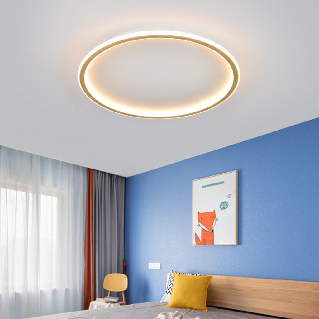 Japanese Wood Grain LED Ceiling Light – Ultra-Thin Round Modern Flush Mount, Dimmable 110V