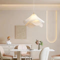 Nordic Cream Fabric Pendant Chandelier – Light Luxury French Style Warm Hanging Ceiling Light for Bedroom, Living Room & Dining Room – 15.75-Inch to 23.62-Inch Velumoza