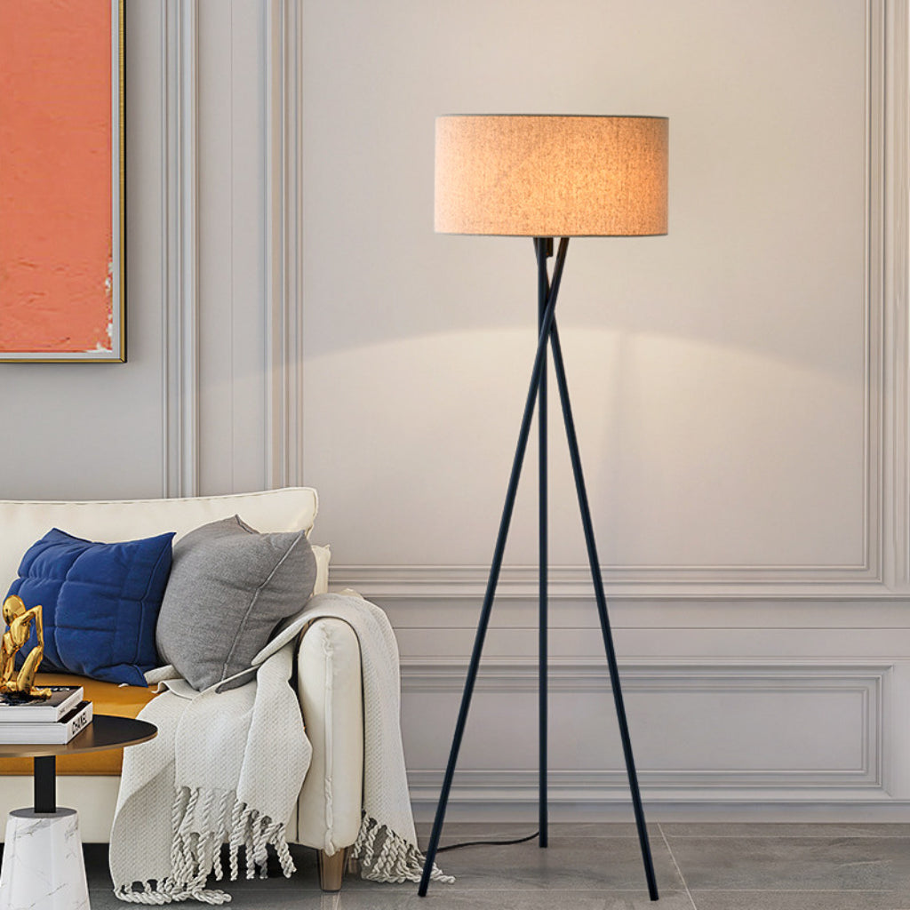 Modern Triangle Floor Lamp with Fabric Shade, 12W Dimmable LED Standing Lamp, 110V US Plug, Minimalist Living Room & Bedroom Floor Light
