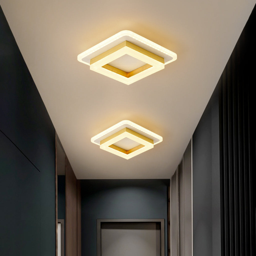 Modern LED Hallway Ceiling Light – Square & Round Three-Color Flush Mount Entryway Fixture Velumoza