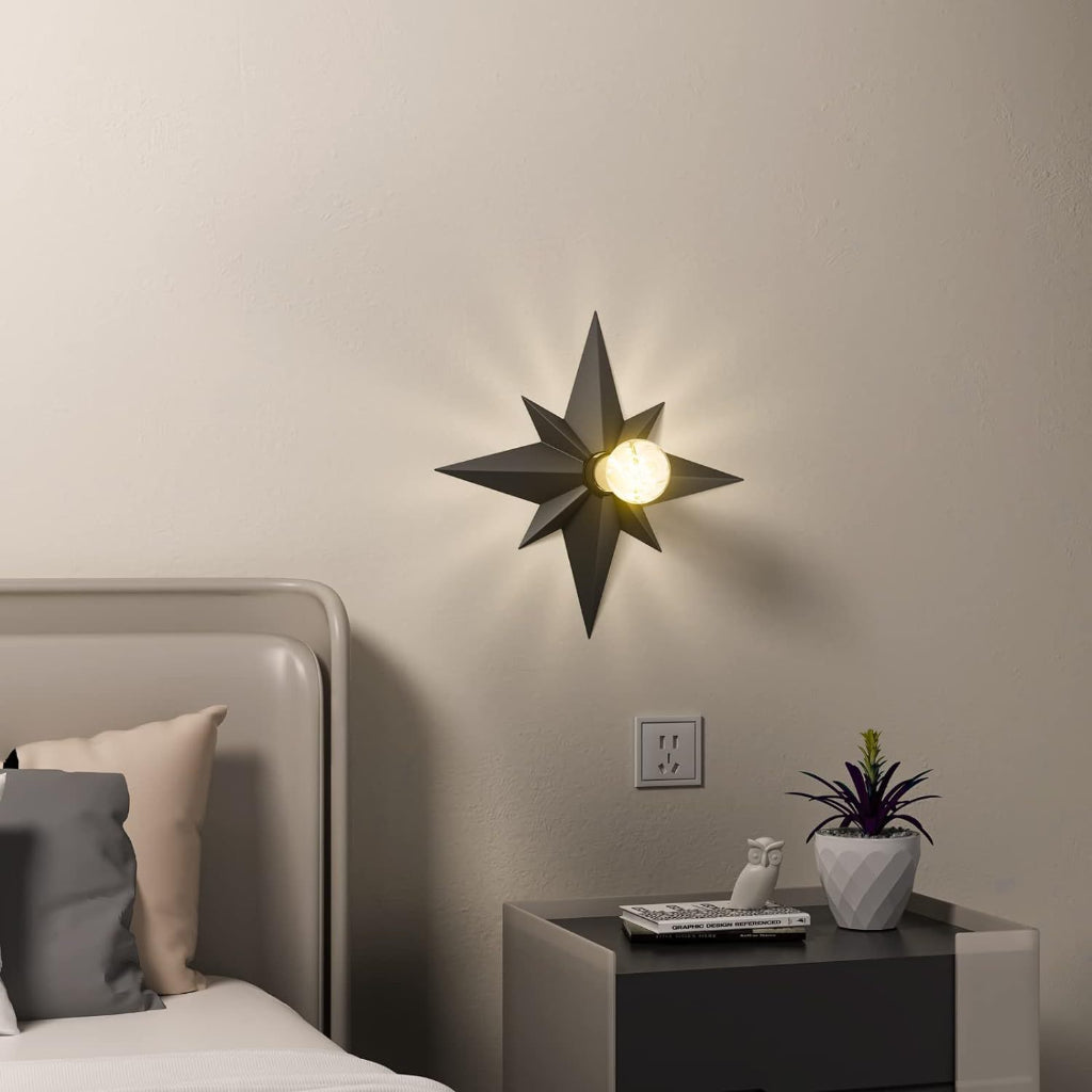 Vintage Starburst LED Ceiling Light – Black or Gold Metal Flush Mount Fixture – 1 Pack or 2 Pack Velumoza