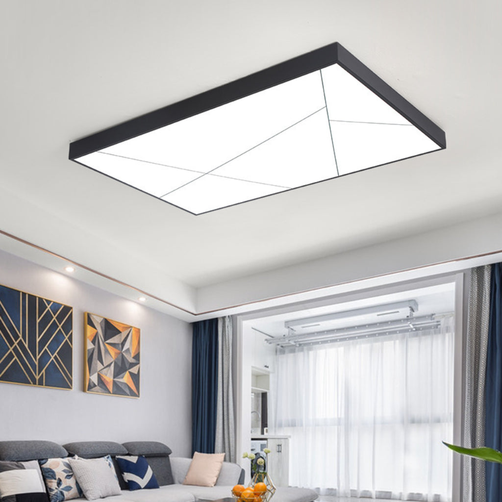 Japanese Rectangular LED Ceiling Light – Ultra-Thin Wood Grain Modern Flush Mount, Dimmable Remote Control, 110V