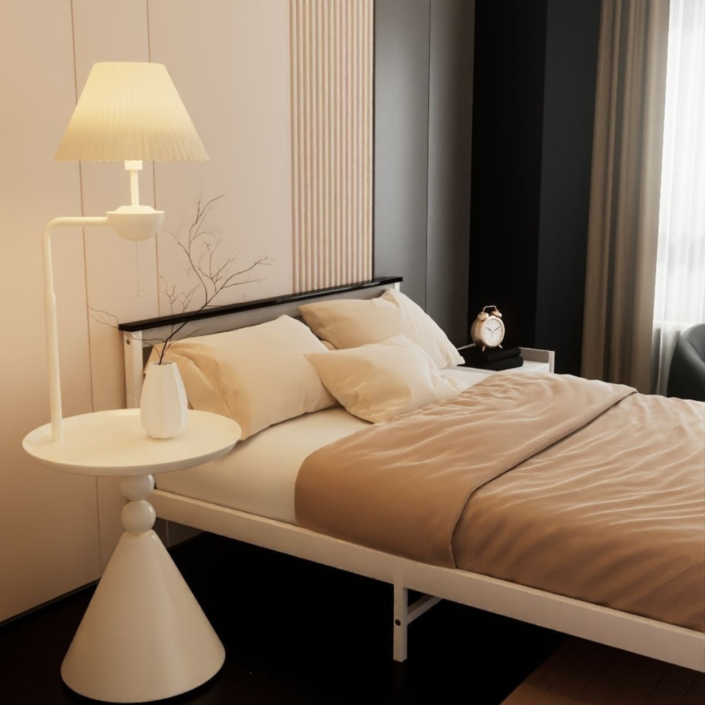 Modern Smart LED Floor Lamp with Side Shelf, Dimmable Standing Lamp, 110V US Plug, Touch Control & Remote