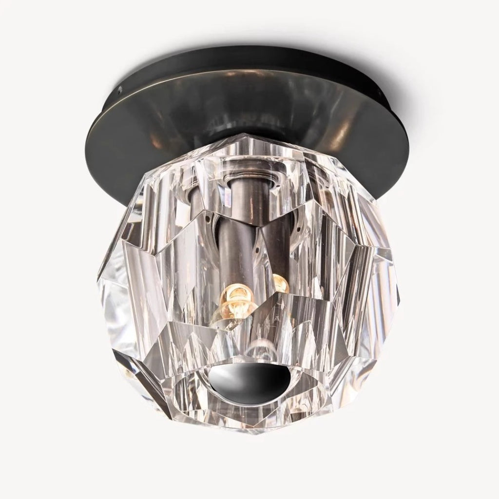 American Vintage Crystal Wall Sconce – Copper LED Wall Light with Crystal Shade, 110V