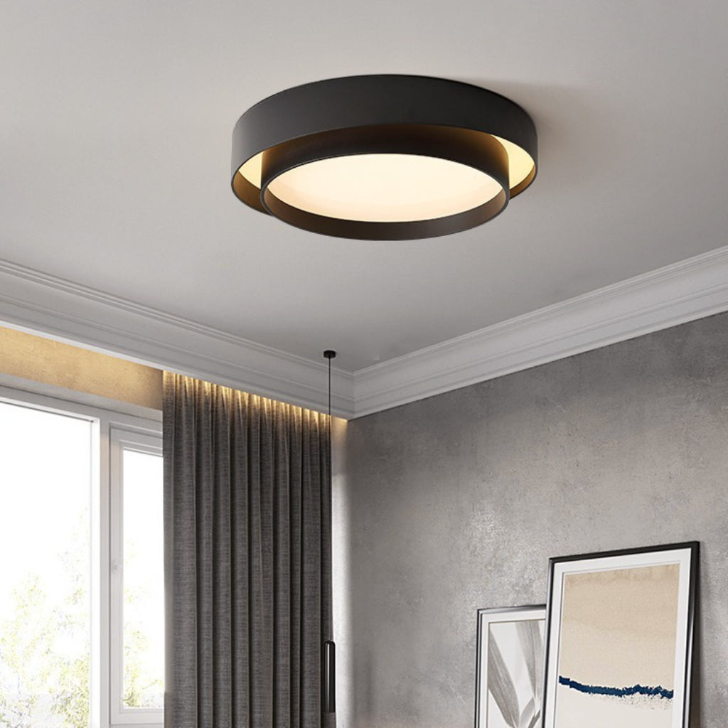 Japanese Modern LED Ceiling Light – Wood Grain Acrylic Flush Mount with Dimmable Three-Color Lighting