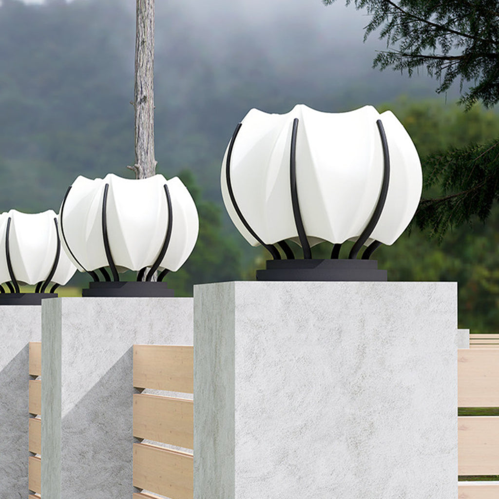 Solar Lotus Pillar Light Outdoor Garden Lamp – IP65 Waterproof Stainless Steel Landscape Post Light for Gate, Yard & Courtyard Velumoza