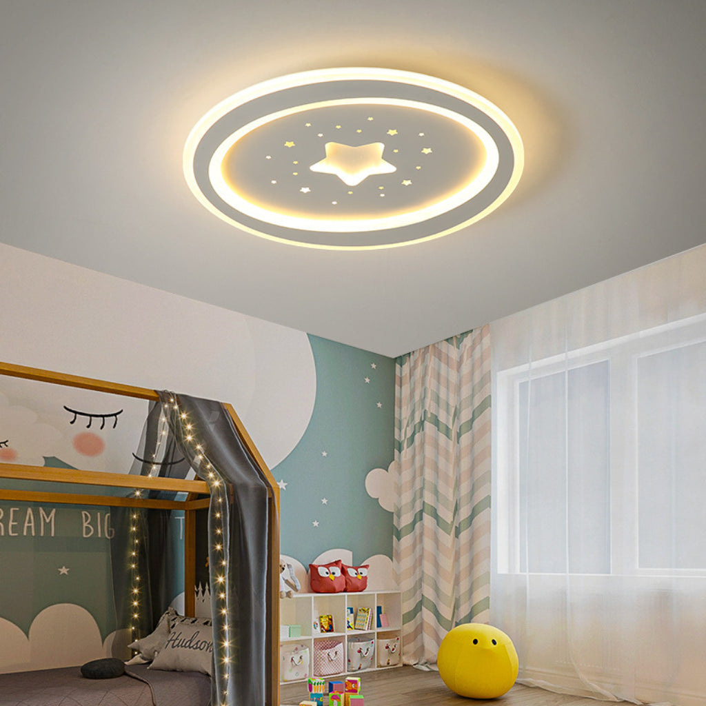 Modern 19.69-Inch 43W LED Ceiling Light for Kids’ Bedroom – Creative Colorful Flush Mount Fixture for Boys & Girls Rooms Velumoza