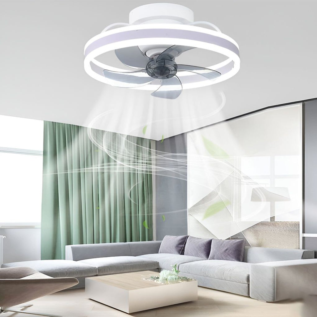 Modern Ceiling Fans with Double Ring LED, 15.7"/19.7", 4 Colors Velumoza