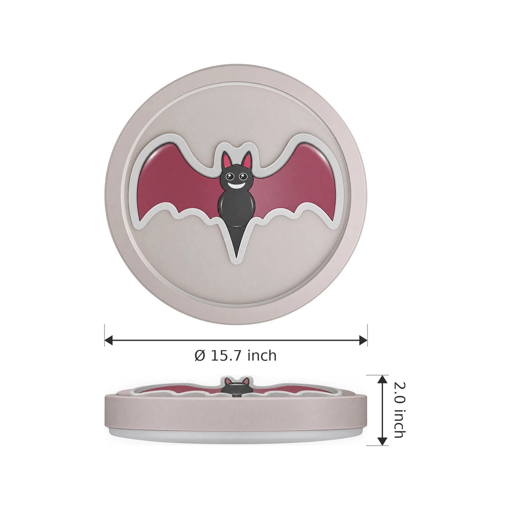 Bat Flush Mount Ceiling Light, 15.75 in Round LED with Red Bat Accent - Dimensions