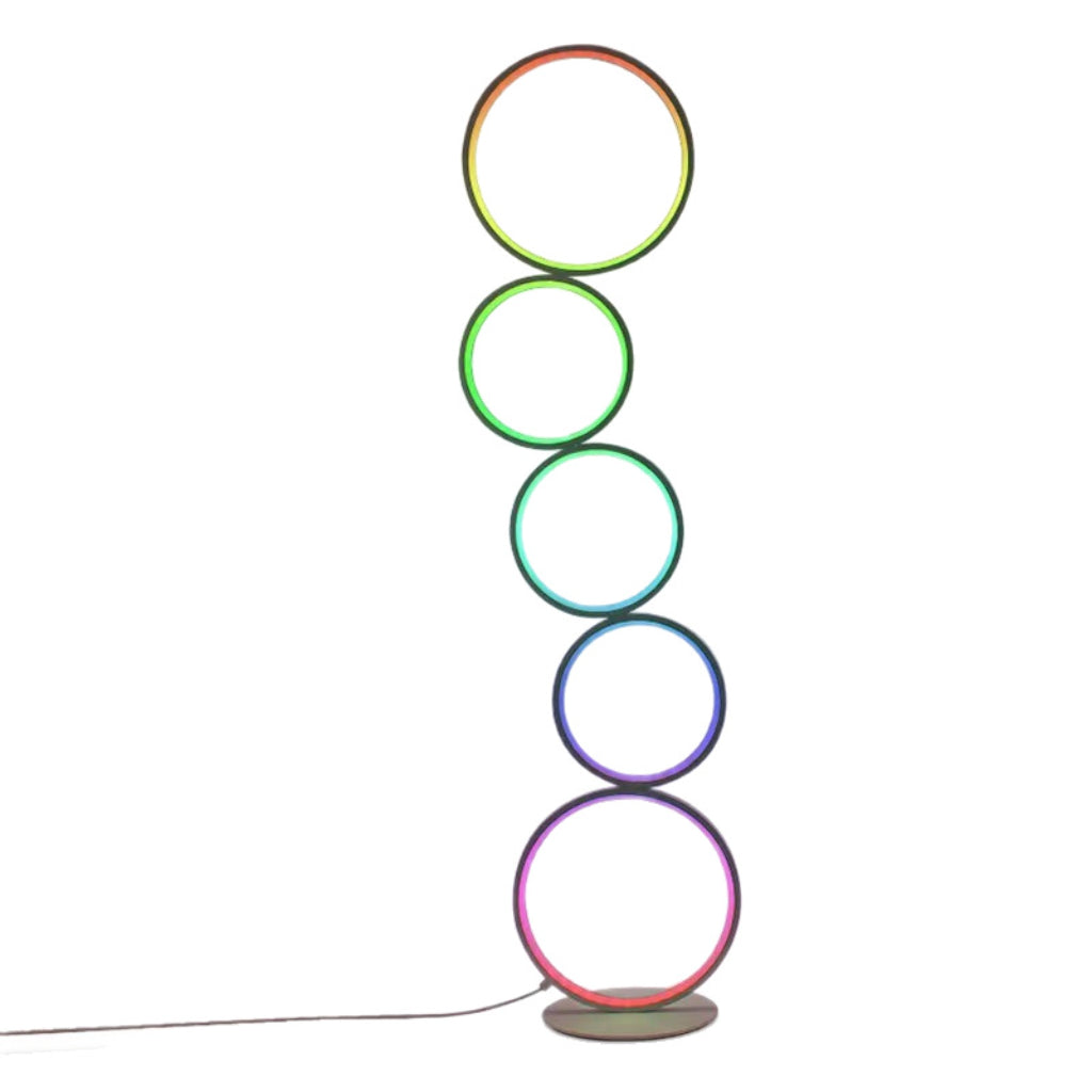 Modern LED Ring Floor Lamp with Touch Dimming, Minimalist Standing Lamp for Living Room, Bedroom & Office, US Plug, 110V