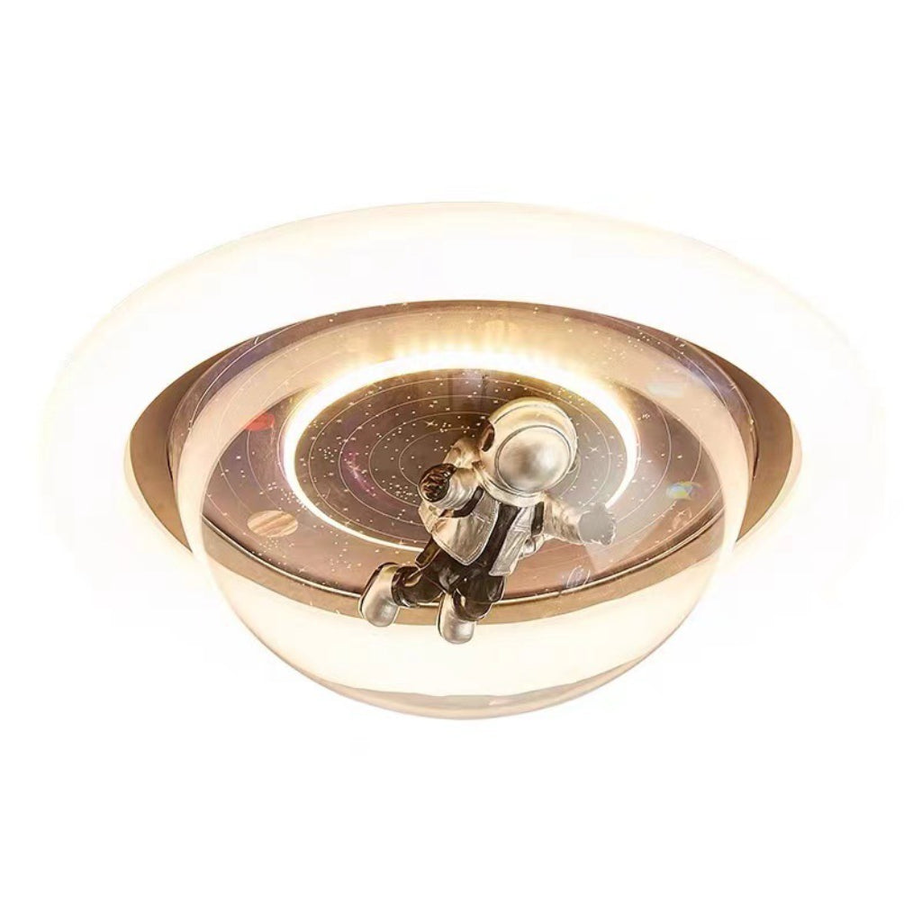 Modern 19.69-Inch 72W Cartoon Planet Astronaut LED Ceiling Light – Creative Space Theme Flush Mount Fixture for Kids’ Bedroom, Boys & Girls Room Velumoza