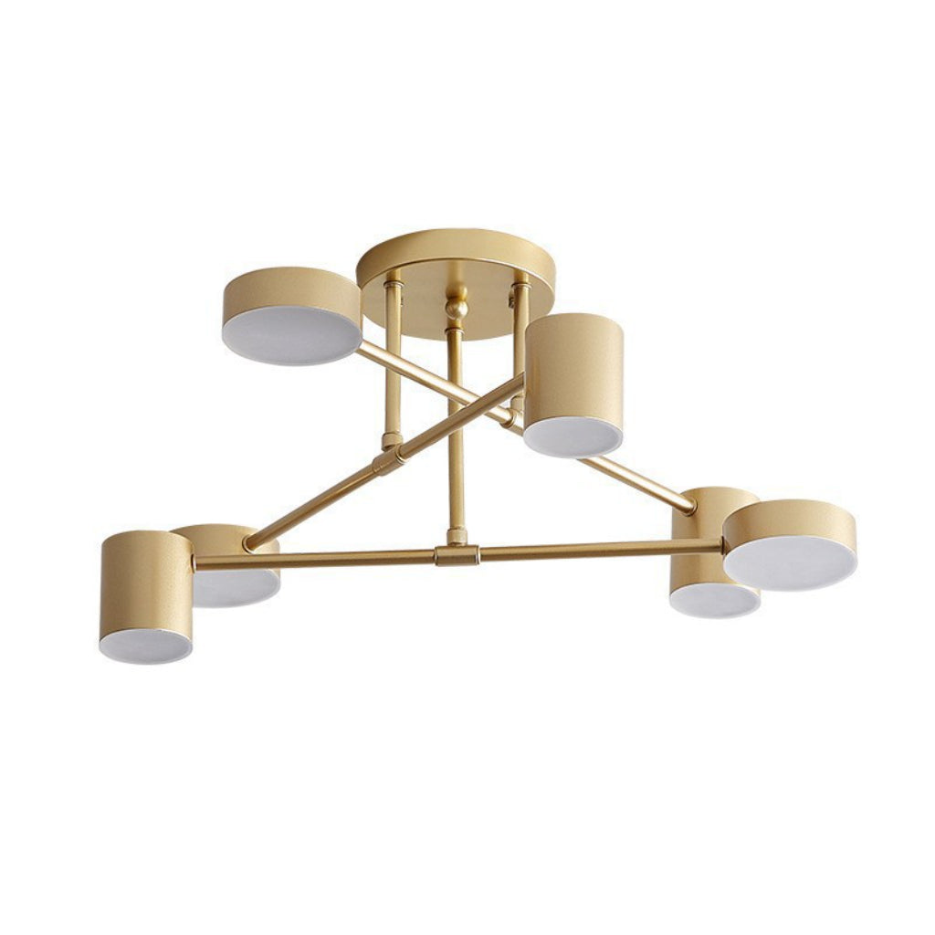 Nordic 6-Light Modern Ceiling Light – Black, Gold & White LED Fixture for Living Room, Bedroom & Dining Room