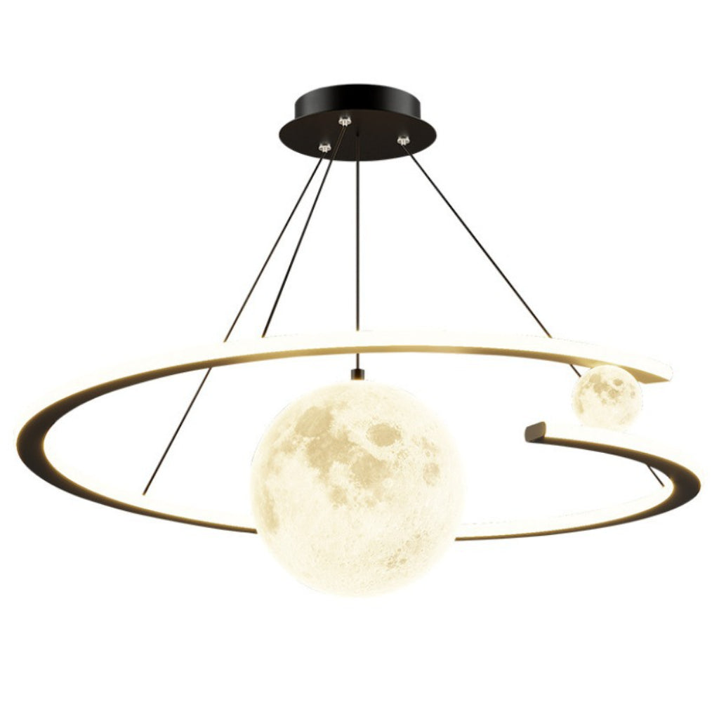 Nordic Moon LED Chandelier – Modern Cream Style 23.62-Inch & 31.50-Inch Pendant Ceiling Light for Bedroom, Dining Room & Living Room