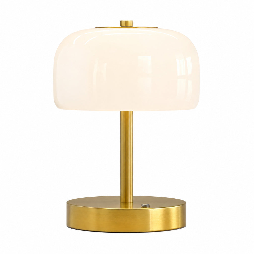 Nordic Glass Table Lamp with Copper Base – 5V LED Bedside Ambient Light for Bedroom Velumoza