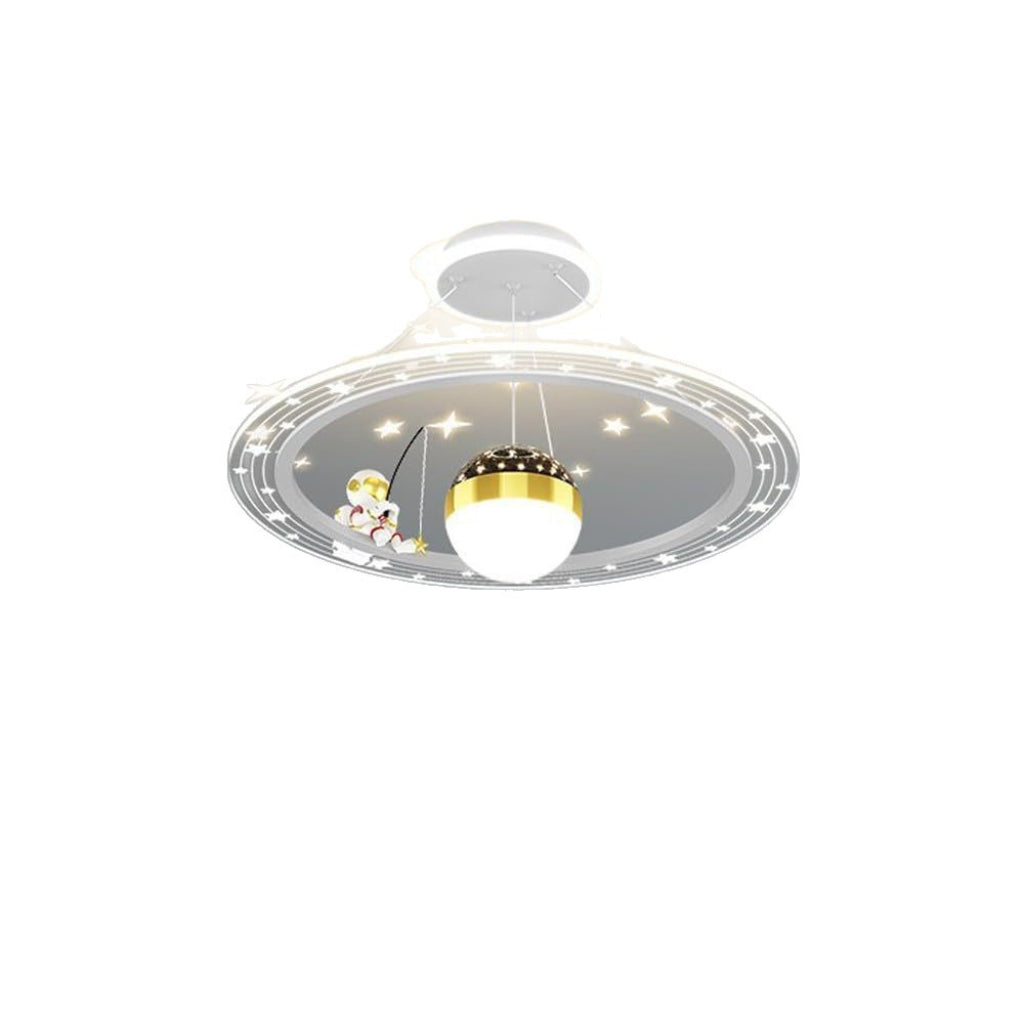 19.69 in Astronaut Space LED Ceiling Light – Modern Nordic Dimmable Kids Room Fixture in Blue, Pink & White – 110V Velumoza