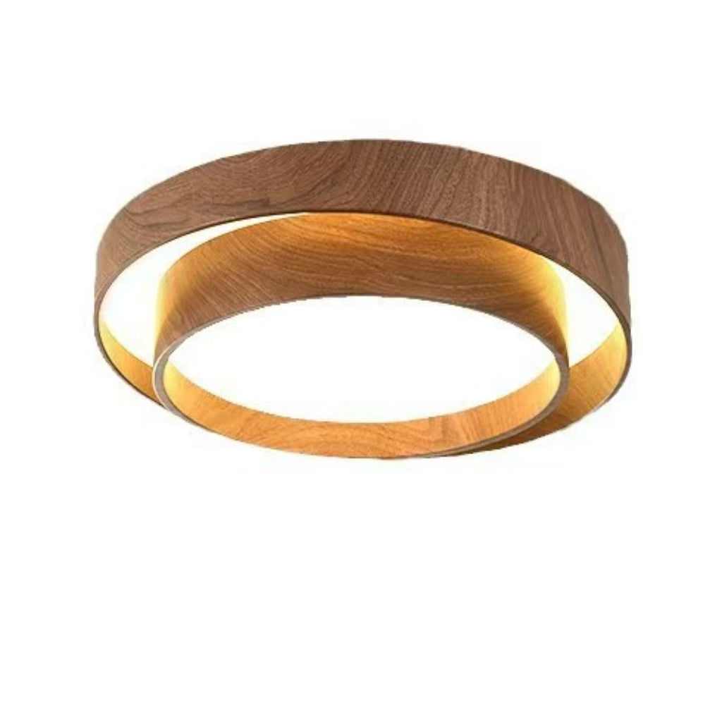 Japanese Modern LED Ceiling Light – Wood Grain Acrylic Flush Mount with Dimmable Three-Color Lighting