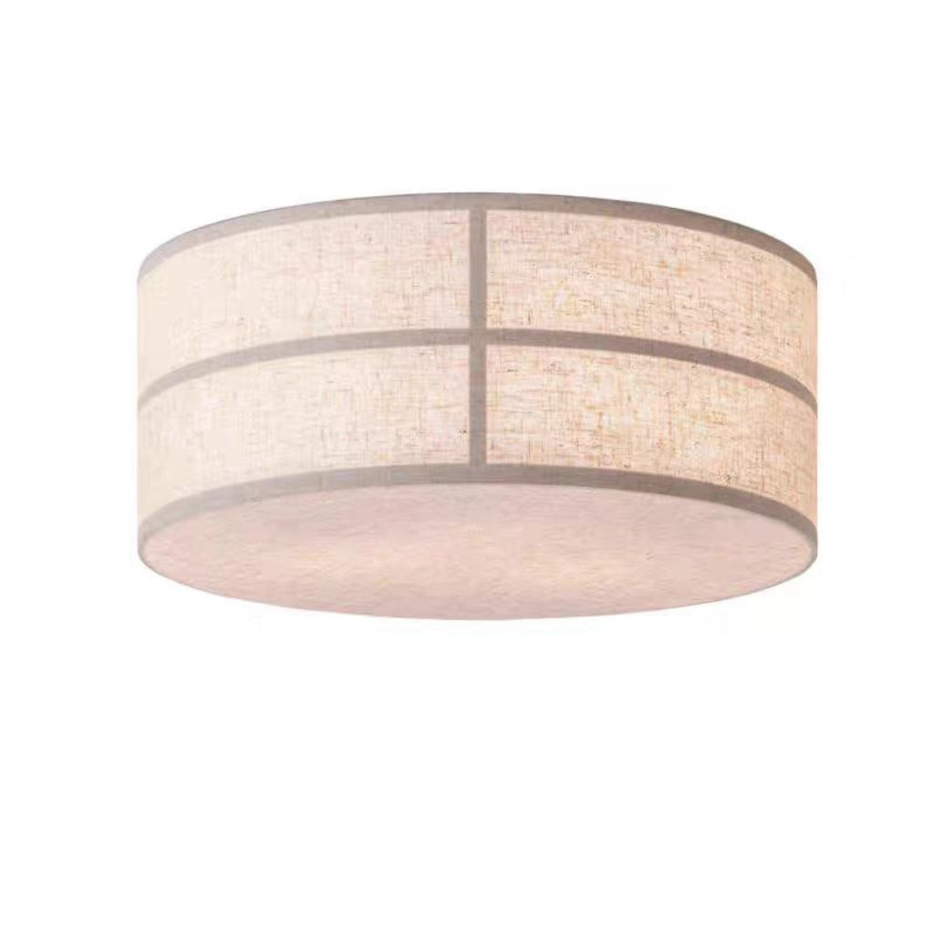 Hashira Wabi-Sabi Linen Ceiling Light – 3-Light Round LED Fixture for Bedroom & Living Room, 110V