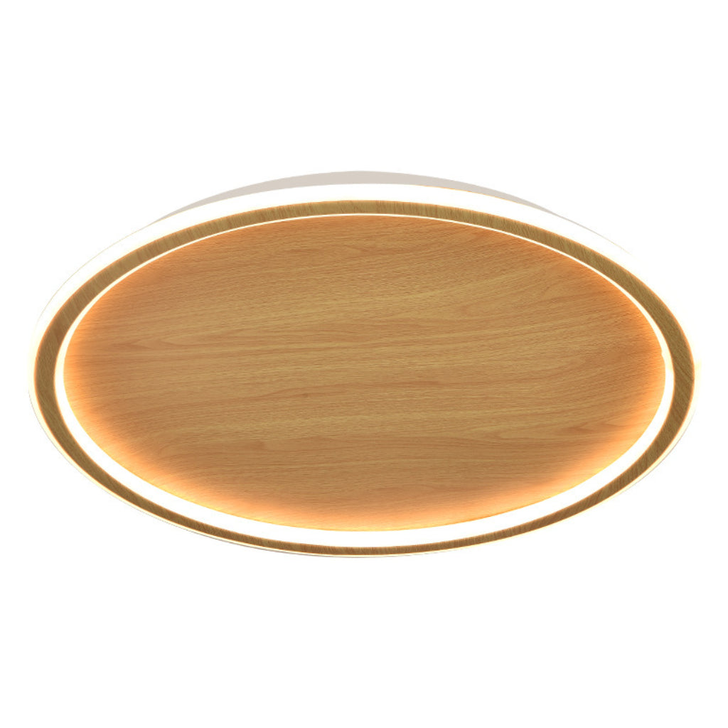 Japanese Wood Grain LED Ceiling Light – Ultra-Thin Round Modern Flush Mount, Dimmable 110V