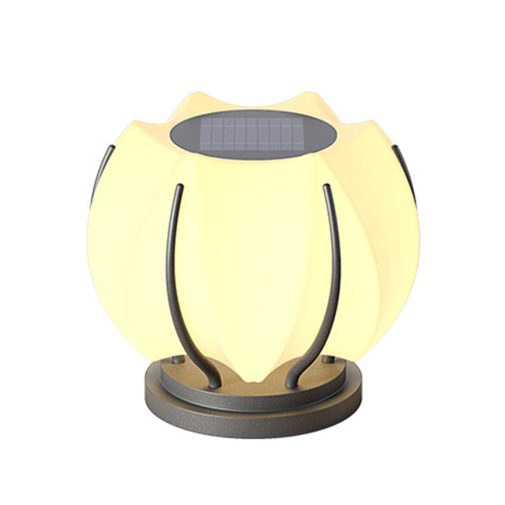 Solar Lotus Pillar Light Outdoor Garden Lamp – IP65 Waterproof Stainless Steel Landscape Post Light for Gate, Yard & Courtyard Velumoza