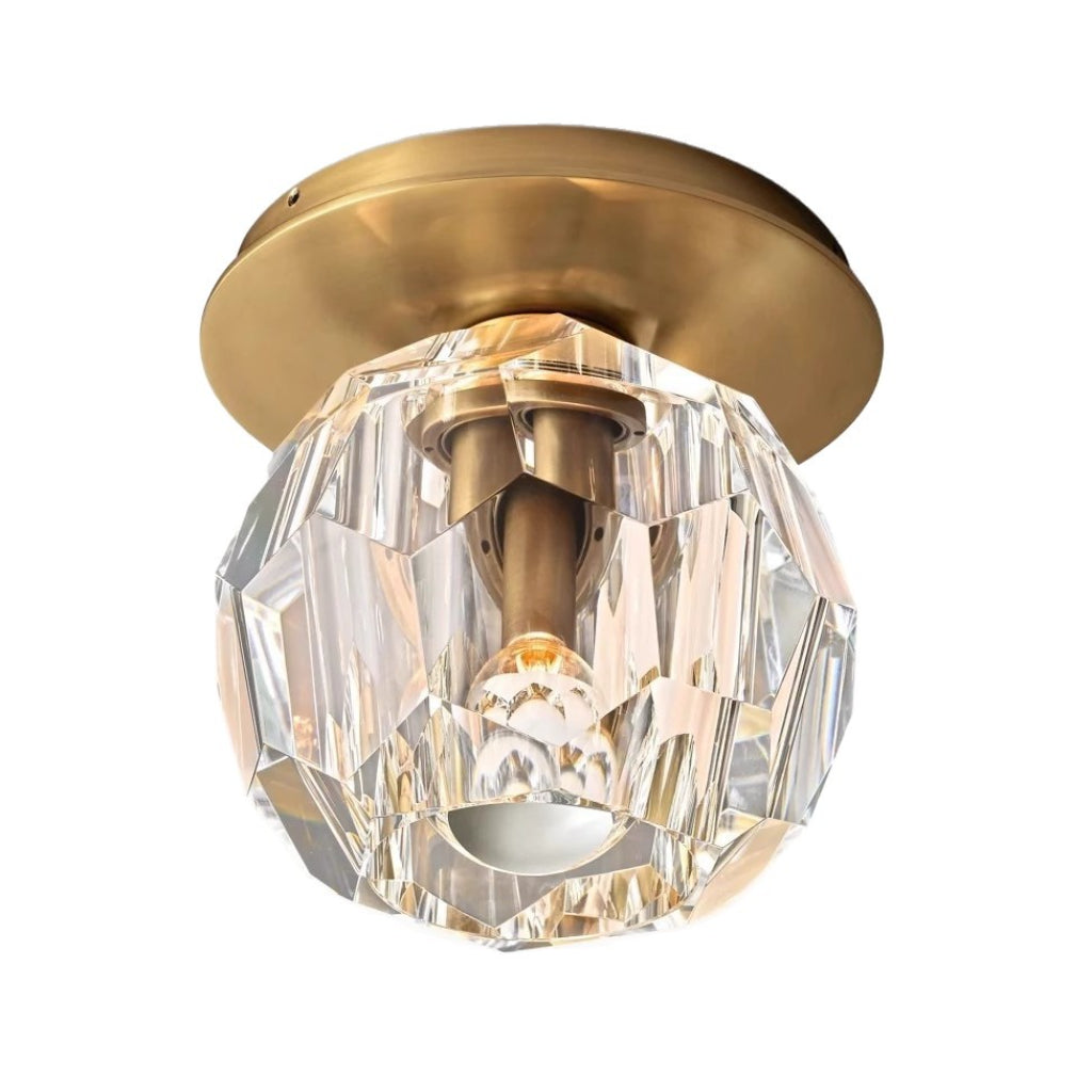 American Vintage Crystal Wall Sconce – Copper LED Wall Light with Crystal Shade, 110V
