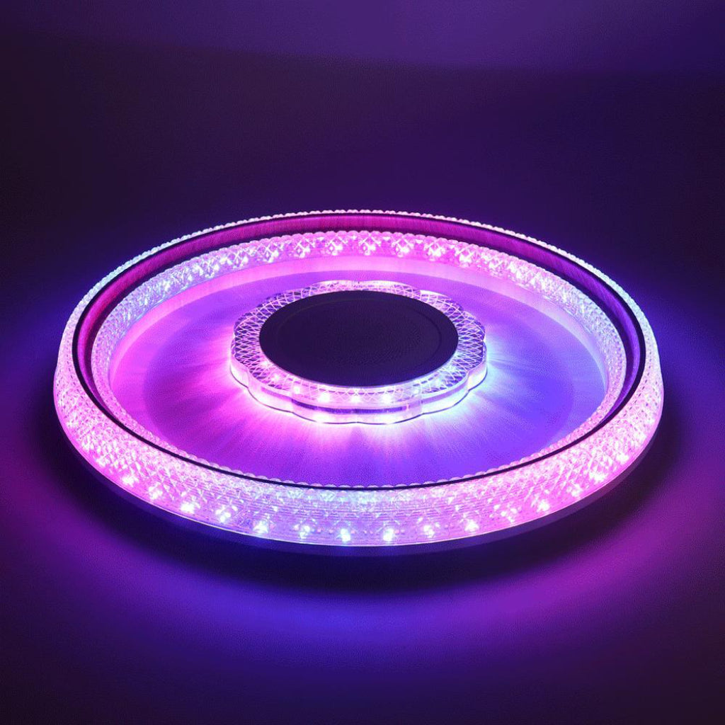 Modern LED Ceiling Light with Bluetooth Music, Voice Control & Stepless Dimming – 80W, 110V