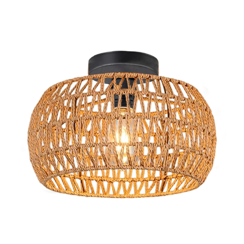 Bohemian Rattan Pendant Light – Handwoven Vine Ceiling Fixture for Living Room, Dining Room & Entryway
