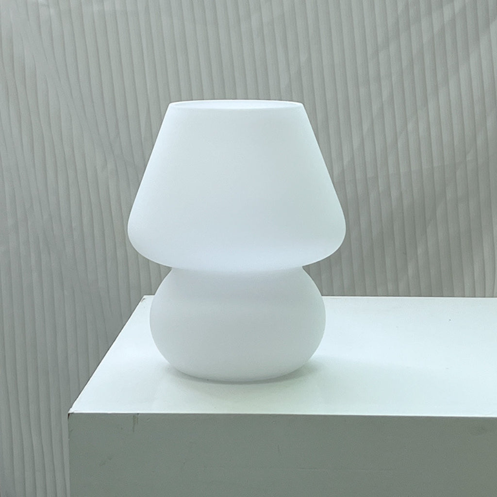 Vintage Glass Mushroom Table Lamp with USB Dimming for Bedroom Bedside and Living Room Velumoza
