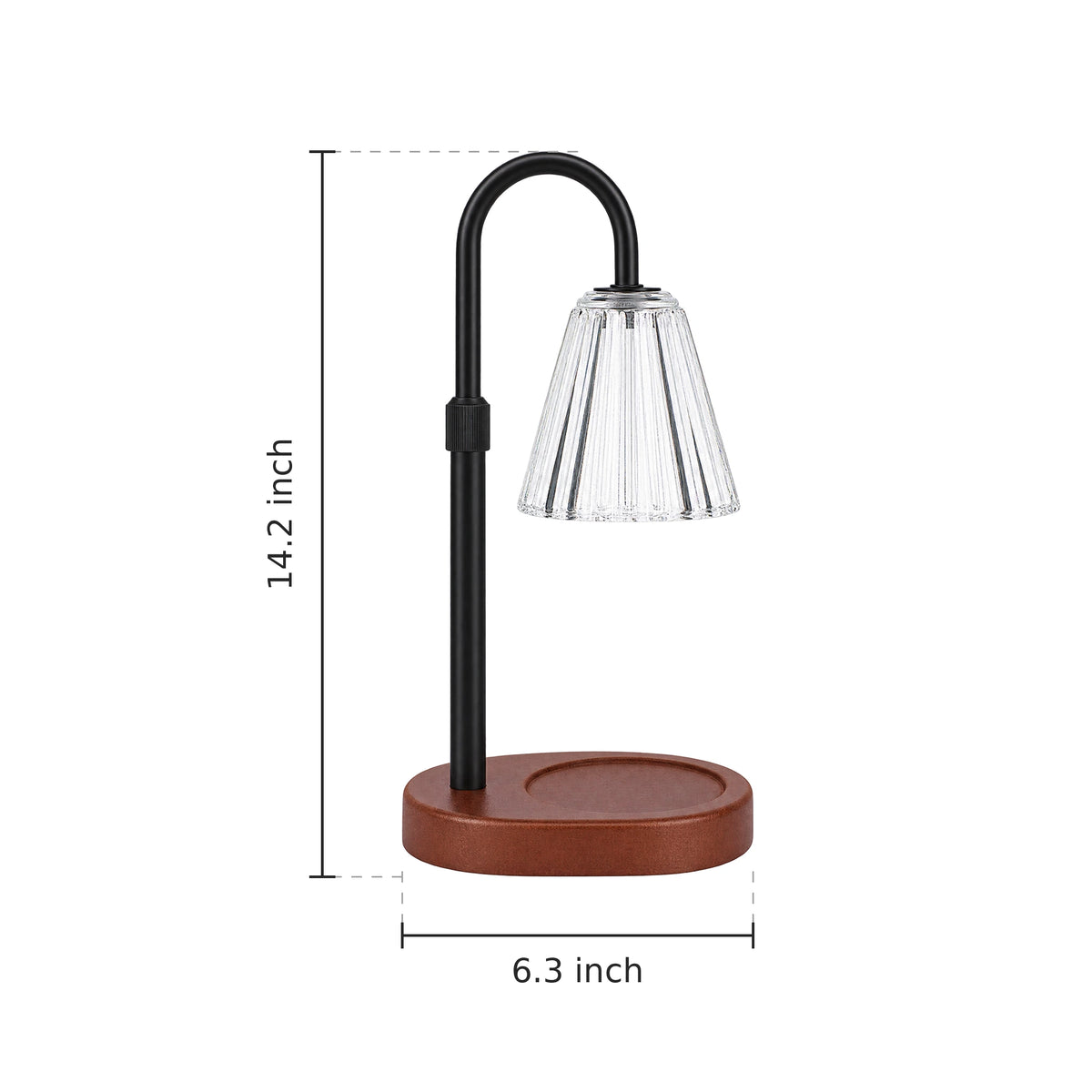 Ribbed Glass Candle Warmer Lamp - Dimensions
