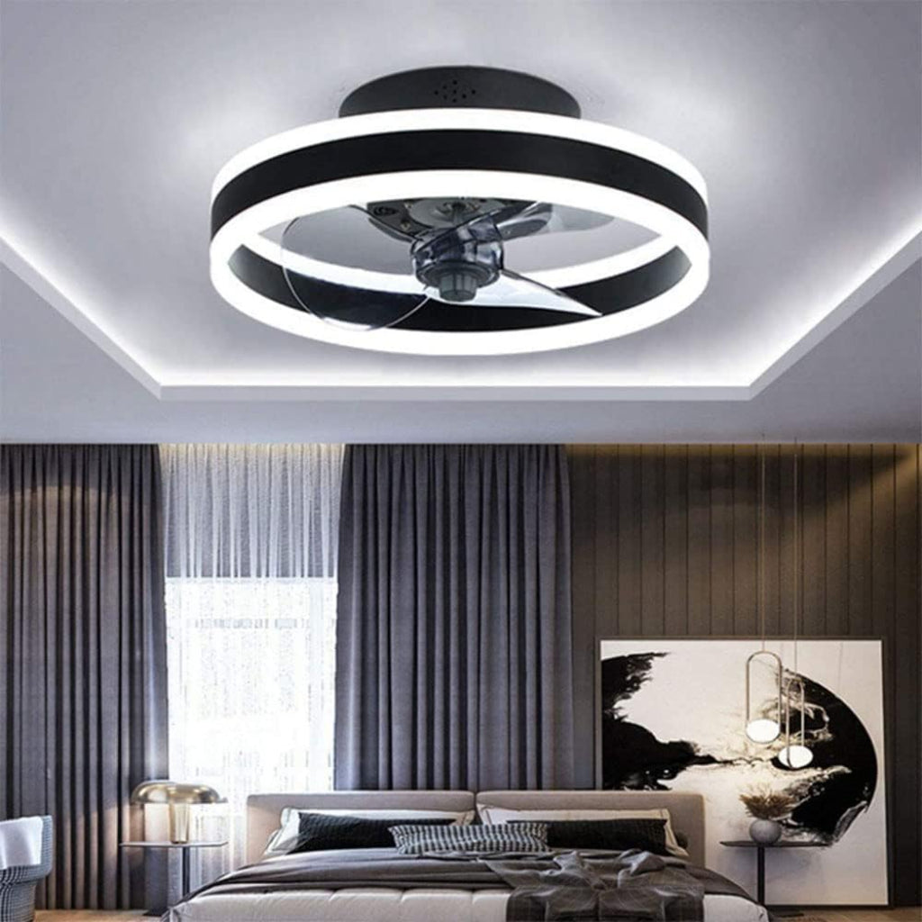 Modern Ceiling Fans with Double Ring LED, 15.7"/19.7", 4 Colors Velumoza