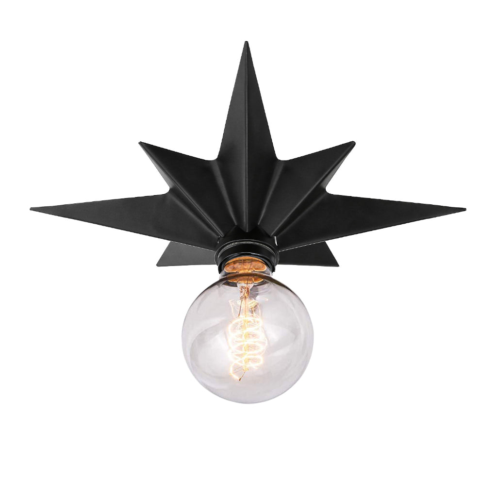 Vintage Starburst LED Ceiling Light – Black or Gold Metal Flush Mount Fixture – 1 Pack or 2 Pack Velumoza