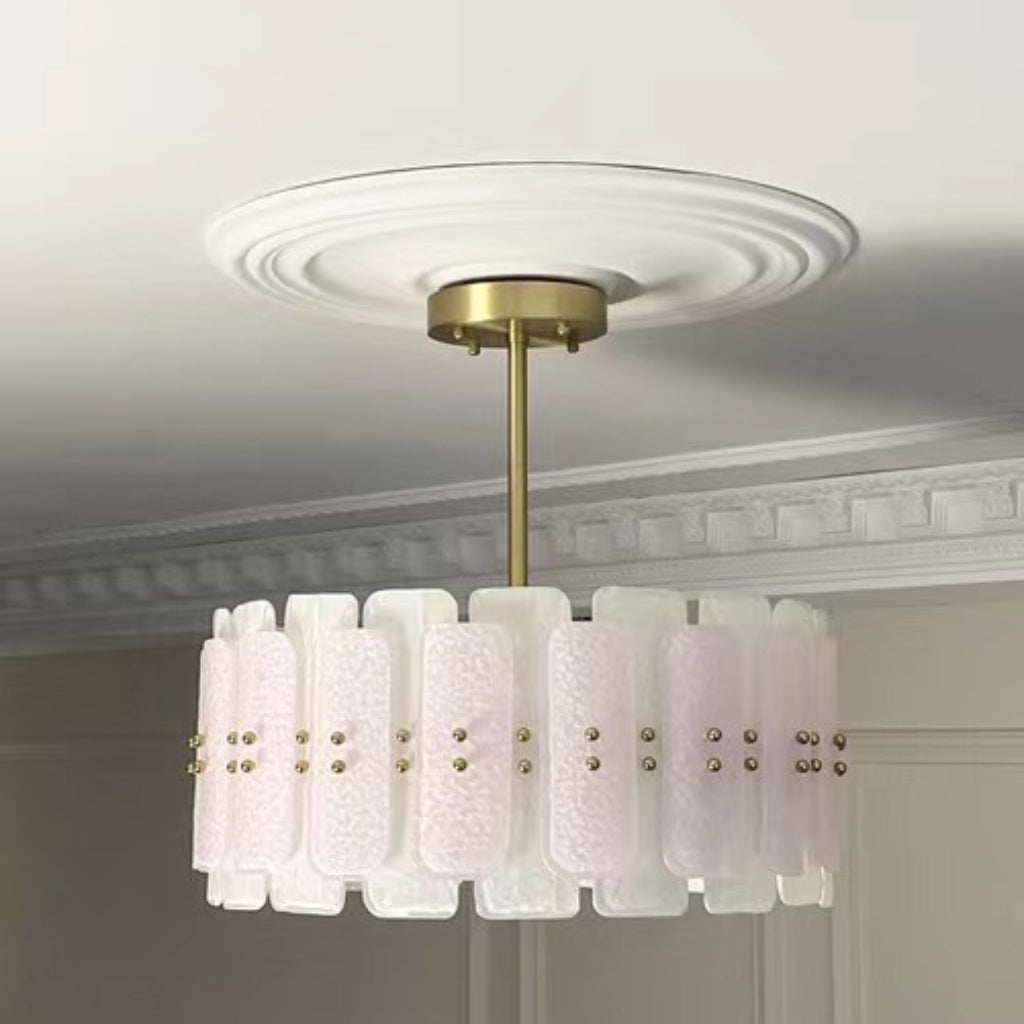 French Murano Glass Chandelier – Luxury Pink Glass Pendant Light with Gold or Chrome E14 Frame for Living Room, Dining Room & Bedroom Velumoza