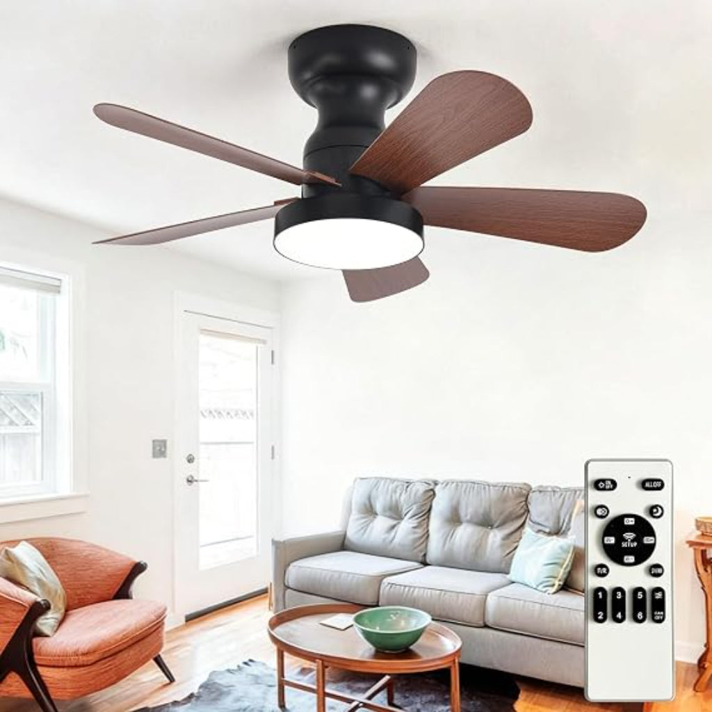 Vintage 5-Blade Ceiling Fans with Lights, 28"-41.3", 4 Finishes Velumoza