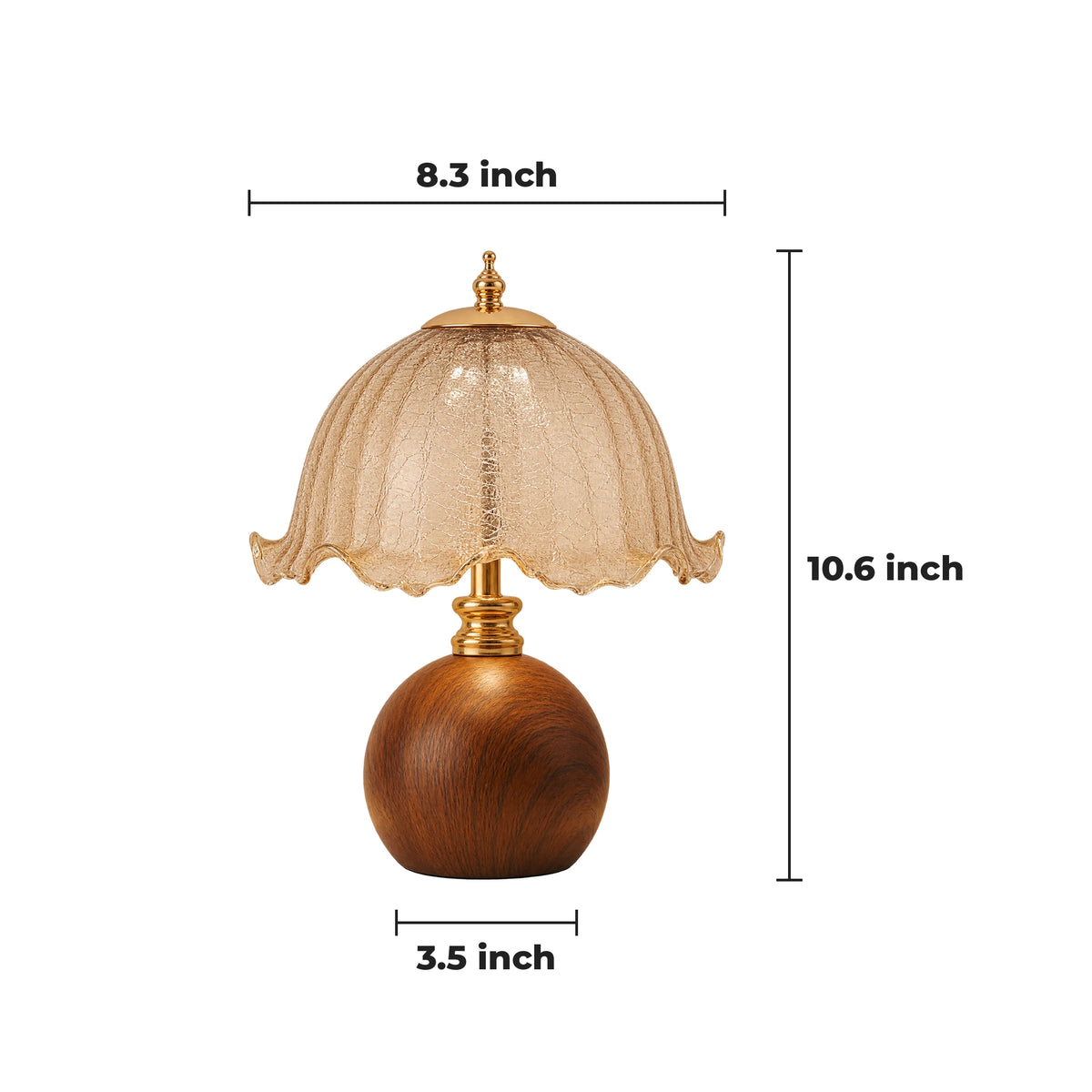Crackle Glass Table Lamp dimensions