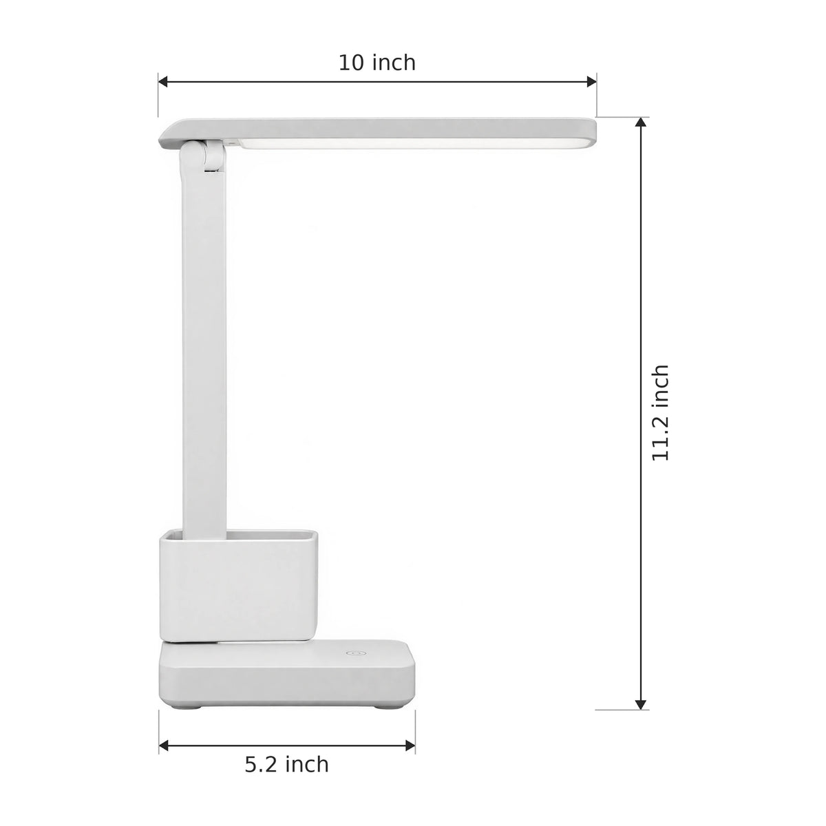 Foldable LED Desk Lamp with Pen Holder, Phone Stand & USB-C Port - Dimensions