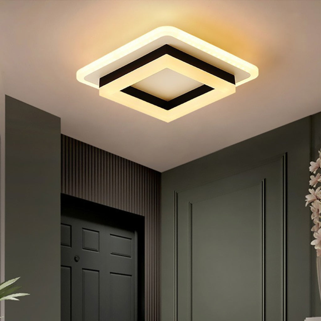 Modern LED Hallway Ceiling Light – Square & Round Three-Color Flush Mount Entryway Fixture Velumoza