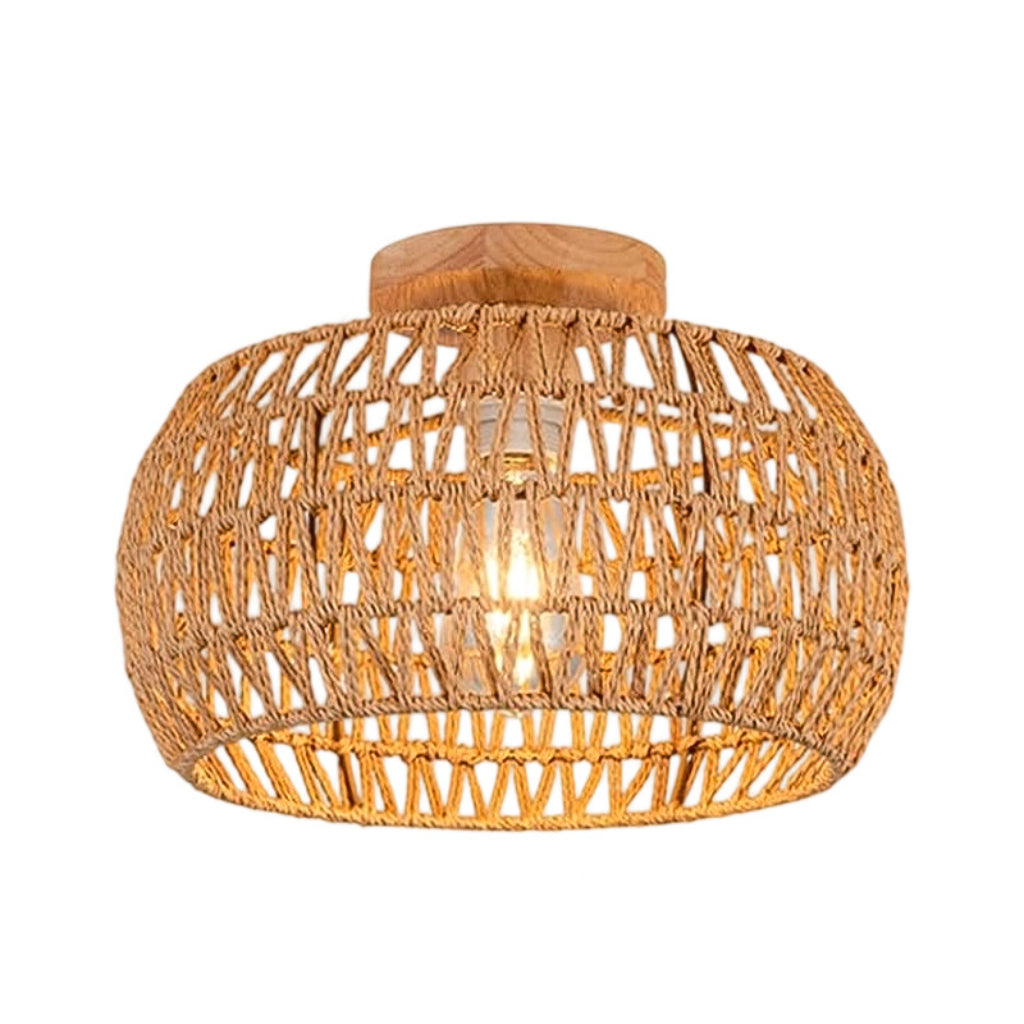 Bohemian Rattan Pendant Light – Handwoven Vine Ceiling Fixture for Living Room, Dining Room & Entryway