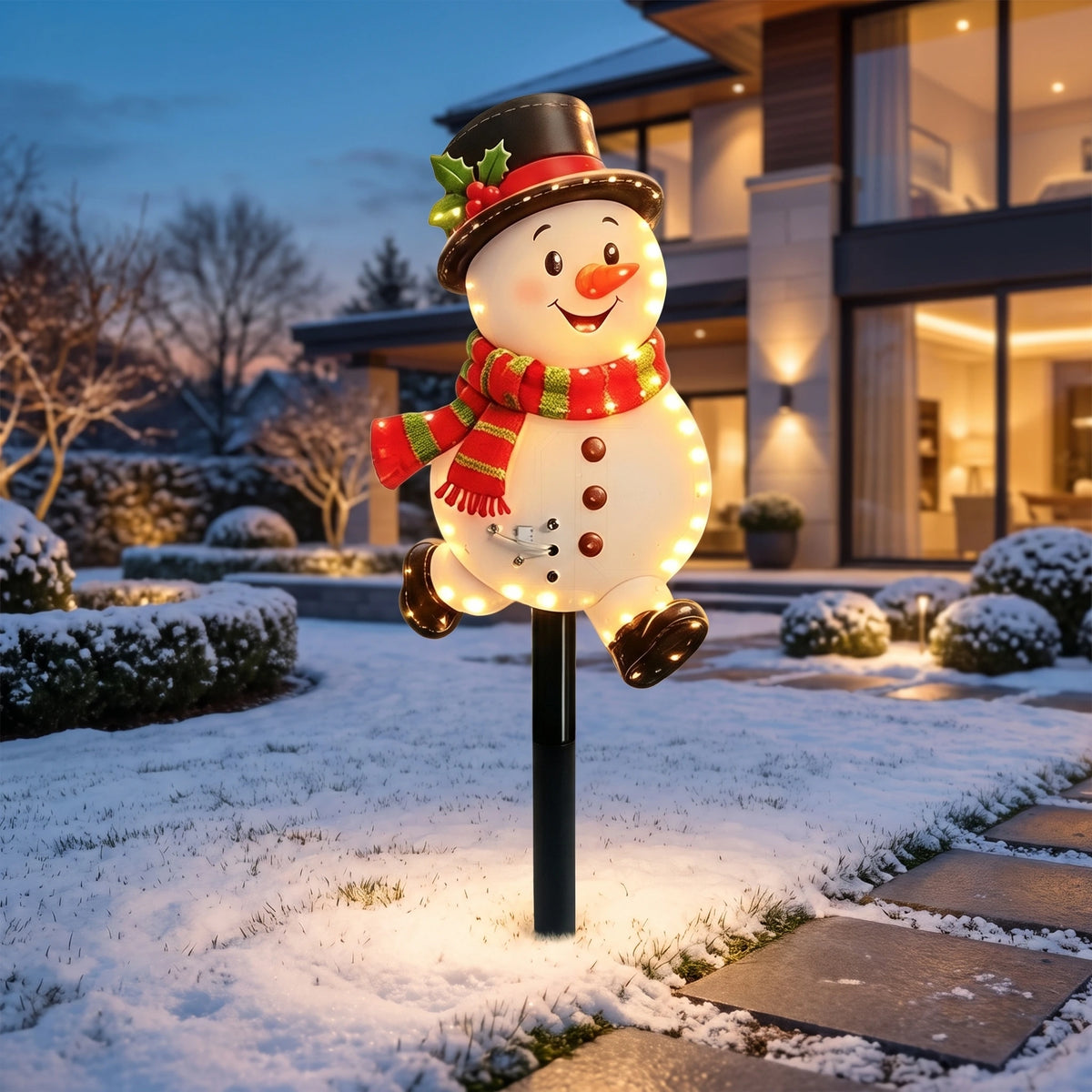 Solar Christmas Stake Light - Scarf-Wearing Snowman